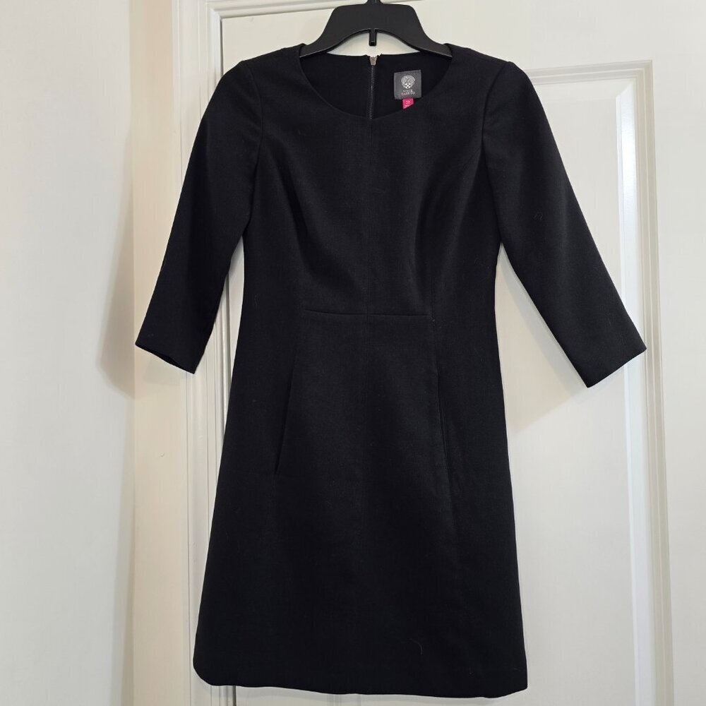 Vince Camuto Black Crepe A-Line Dress - Picture 3 of 11
